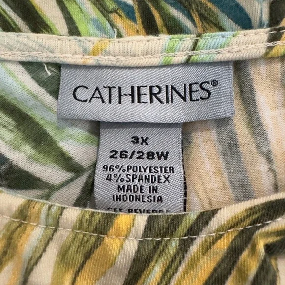 Catherines Popover Cape Top Women's 3X Tropical Leaf Relaxed Vacation Resortwear - Picture 4 of 7